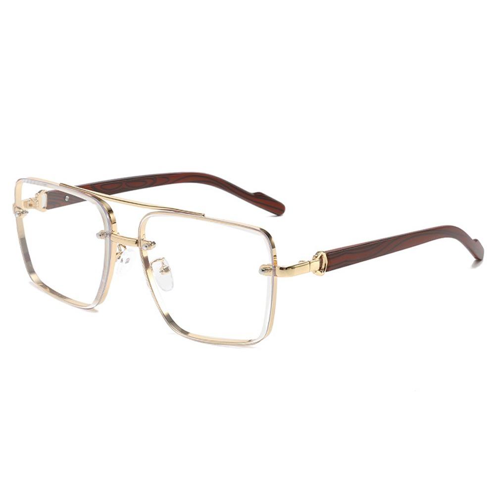 Fashion Retro Pilot Gradient Shades Women New Trendy Wooden Travelling Decor Sunglasses Chic Metal Rim Men's Sun Glasses