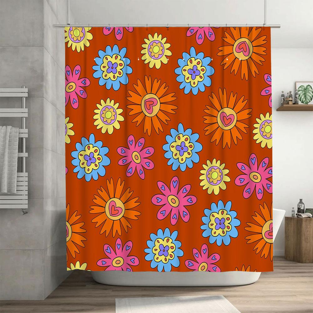 Colorful Sunflower Shower Curtain Waterproof Fabric Decorative Window Treatment for Bathroom (Orange)