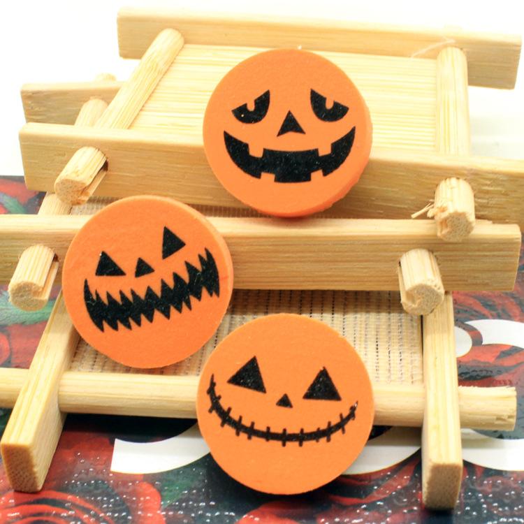3/6Pc Creative Halloween Rubber Pumpkin Printing Eraser Students Stationery Suitable Classmate Study Writing Error Pencil Eraser