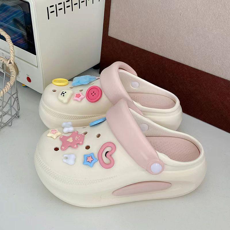 

Dopamine thick-soled hole shoes women s summer outer wear non-slip heightening cute beach sandals bag head half slippers 36-37