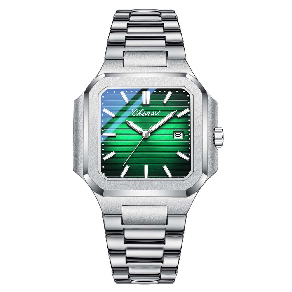 Chenxi Brand Men's Quartz Watch Square Stainless Waterproof Luminous Date Luxury Women's Wristwatch Male Clock Gift For Couple