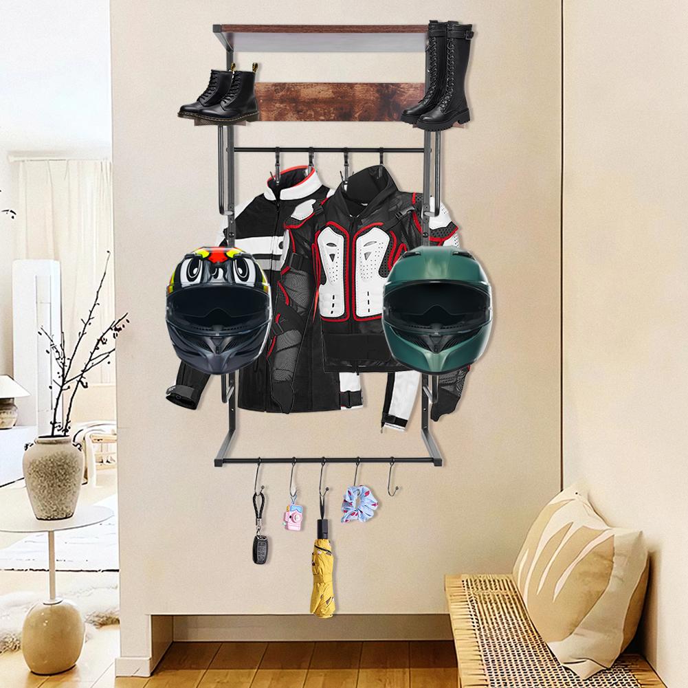 Motorcycle Helmet Hanger Wall Mount Helmet Holder Wall Mount with Hook and Clip Helmet Stand for Storing Motorcycle Accessories