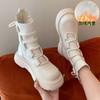 New Fashionable and Versatile Elastic Knitted Short Boots for Women, Thick Soled and Height Increasing Lace Up Short Boots