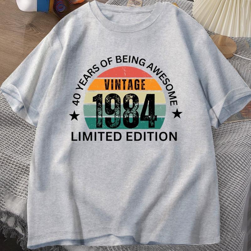 40th Birthday Women Tshirt Made In 1984 Vintage Tshirt 40 Years Old T Shirts for Unisex Casual Short Sleeve Unisexs Clthing Oversized