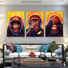 3pcs Three Funny Animal Monkey Posters and Prints Animal Earphone Canvas Paintings For Kids Living Room Wall Art Decor Posters