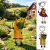 Rustikaler Veranda-Zierständänder Gealtertes Metall Märchenpaar Statue Pflanzgefäß, Handbemalter Vintage Blumen-Display-Behälter Schreibtisch Saisonale Blume