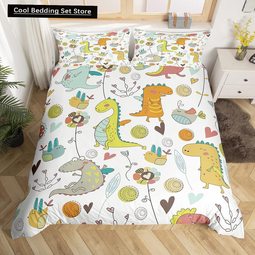 Cartoon Dinosaur King Queen Duvet Cover Jurassic World Animal Bedding Set Universe Galaxy Quilt Cover Polyester Comforter Cover