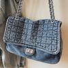 Vintage Denim Shoulder Bag Women's Large Capacity Chain Crossbody Bag