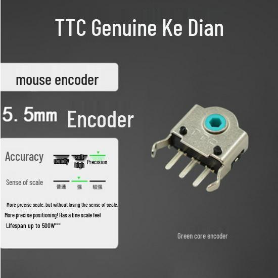 TTC Mouse Scroll Wheel, Gold & Green Wheel, Red Core 10-12MM, Silver Core 14MM, 9MM-11MM Kailh.