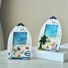 Coastal Beach Picture Frame Wooden Ocean Theme Photo Frame with Seagull Coconut Tree for Living Room Bedroom Desk Table Decor