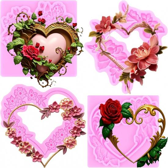 Mujiang Photo Frame Fondant Molds Picture Frames Silicone Mold Vintage Frame Molds For Cake Decorating Cupcake Topper Chocolate Candy Polymer Clay