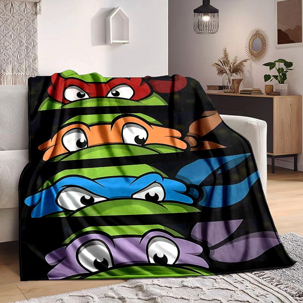 1pz Tartarughe TMNT Coperta Plaid in Flanella Stampa HD Leggera Morbida Calda Coperta per Tutte le Stagioni per Divano, Letto, Viaggio, Campeggio Lavabile in Lavatrice