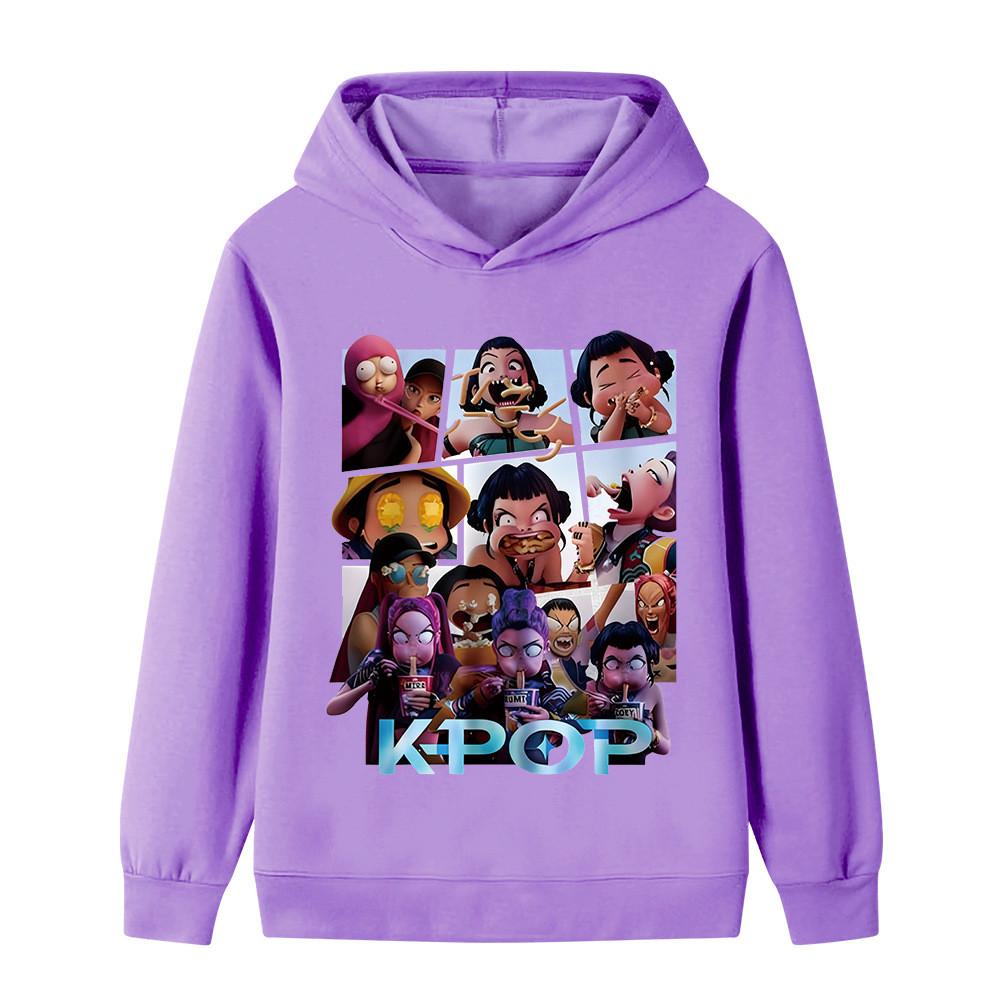 B1237 Kids Boys Girls Kpop Rumi Zoey Mira Print Long Sleeves Hoodie