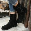 Fashion Comemore Women Retro Platform Buckle Round Toe Ankle Boots Autumn Side Zipper Woman Thick Sole Suede Short Solid Botas Mujer