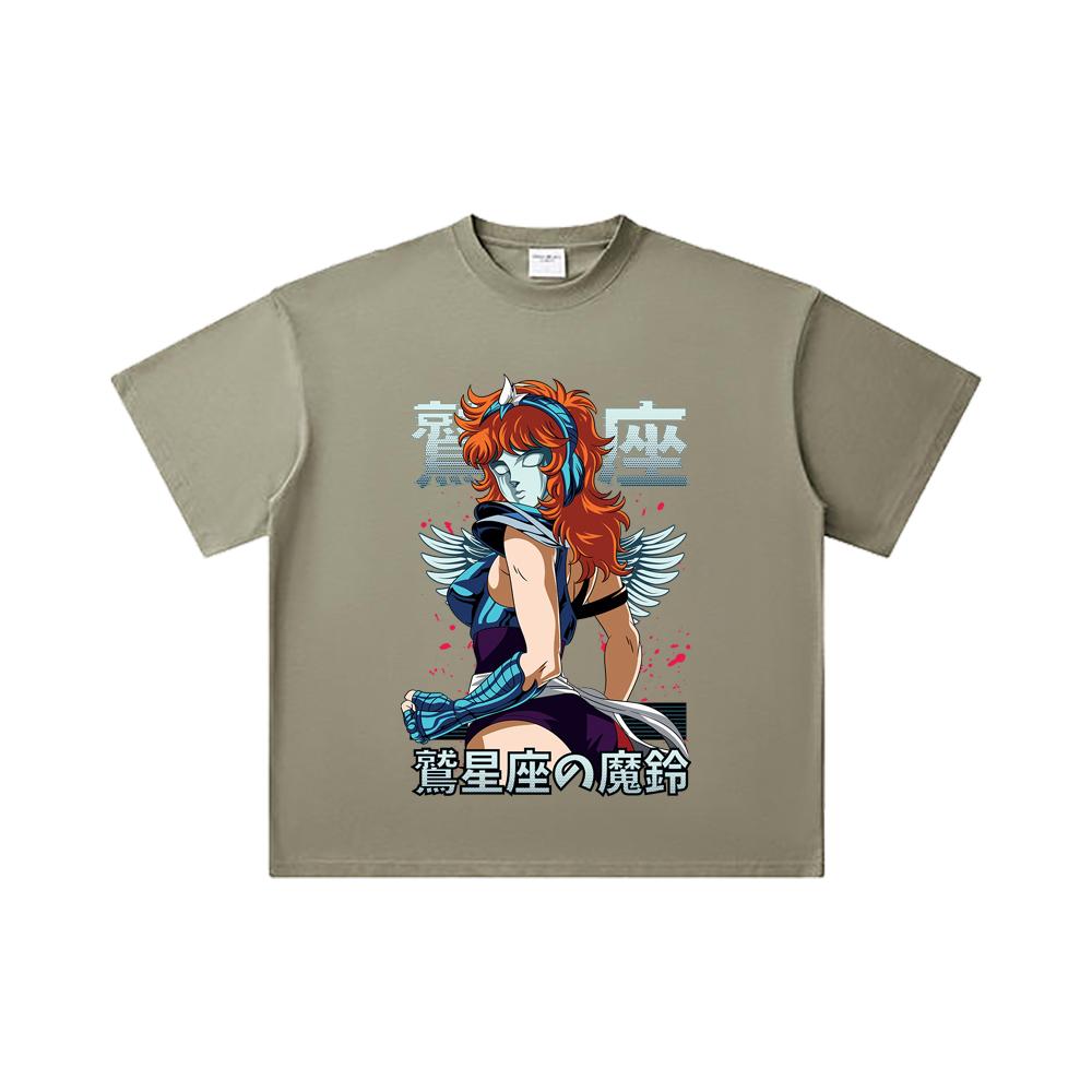 260 GSM Double Yarn 32 Count 100% Cotton Saint Seiya V9 Eagle Marin Print Unisex Heavy Cotton T Shirt