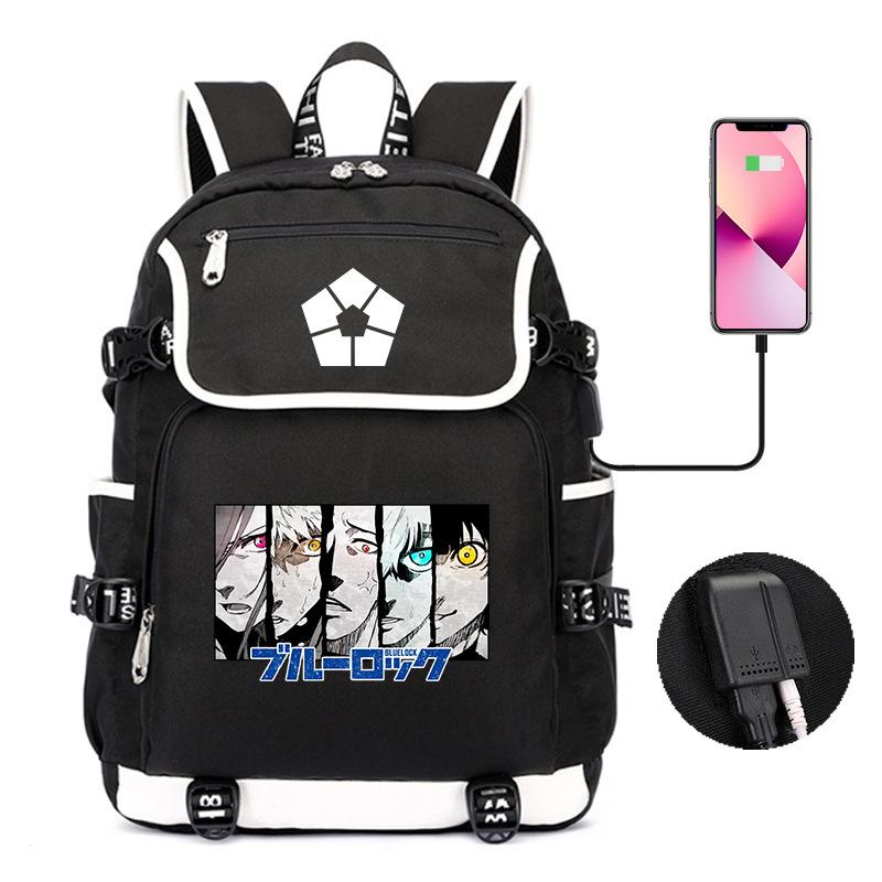 Animation Student Schoolbag, Blue Prison Blue Lock Surrounding Large Capacity Backpack Computer Bag