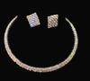 Elegant Rhinestone Claw Chain Bridal Jewelry Set: Multi-Row Earrings & Necklace