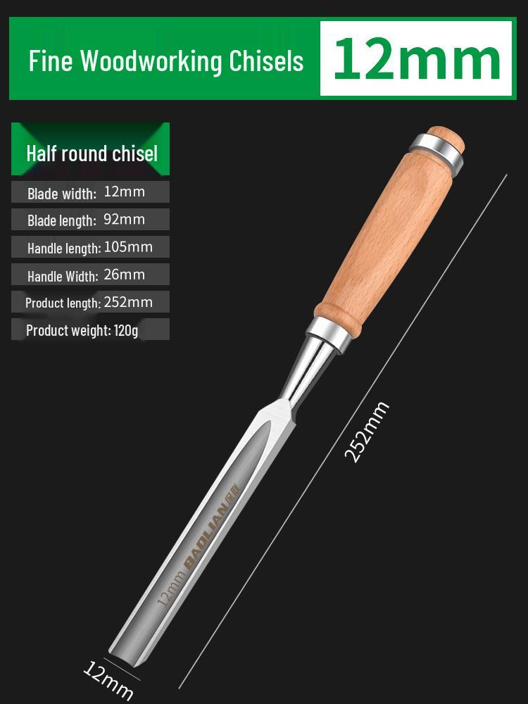 Carpenter's Woodworking Chisel Set with Wooden Handle - Flat, Shovel, Knife, Carving, Grooving, and Planing Tools