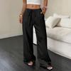 Fashion Women's Versatile Drawstring Casual Solid Color Pleated Wide-leg Pants For Women