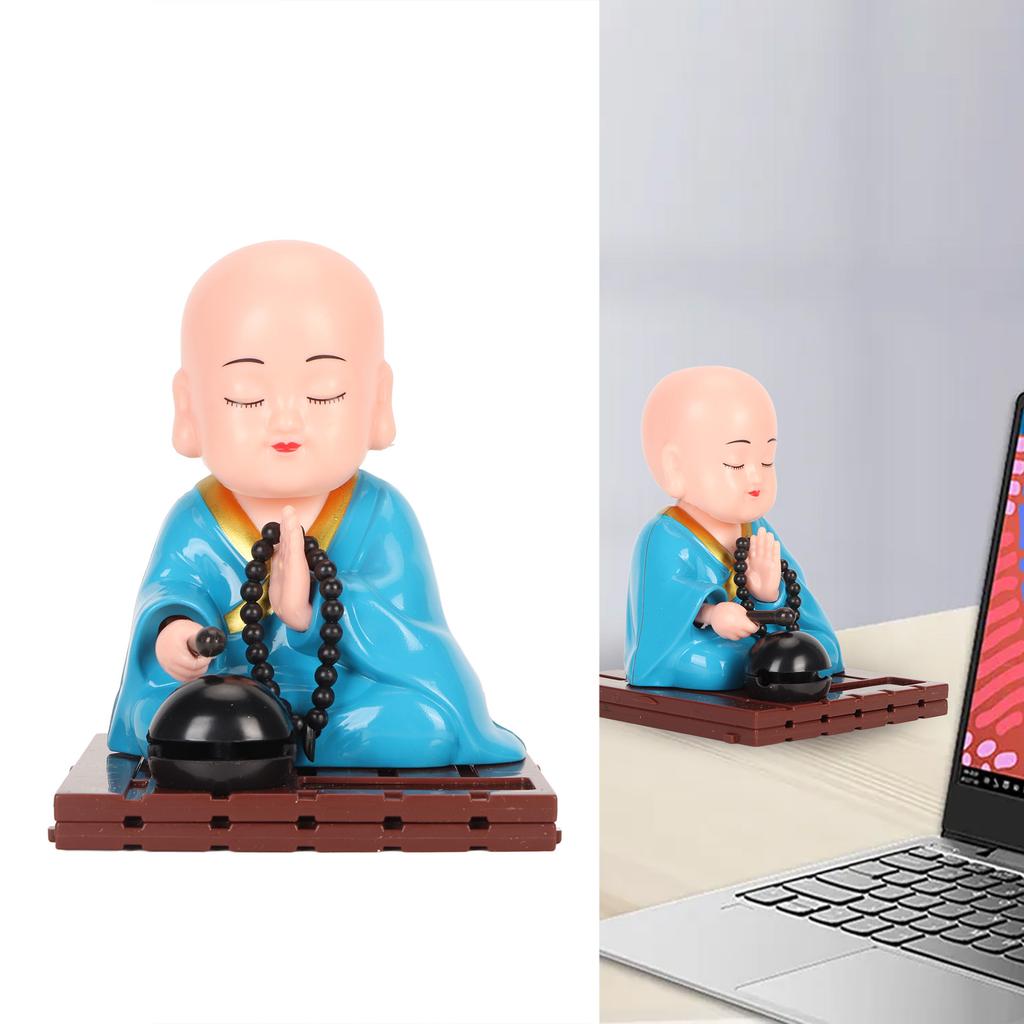 Little Buddhist Monk Ornament Solar Powered Cute Monk Decorative Ornaments for Car Desktop Living Room