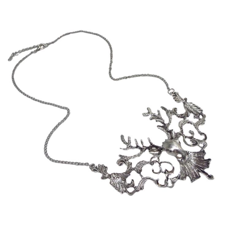 Festive Exaggerated Sika Deer Hollow Metal Necklace