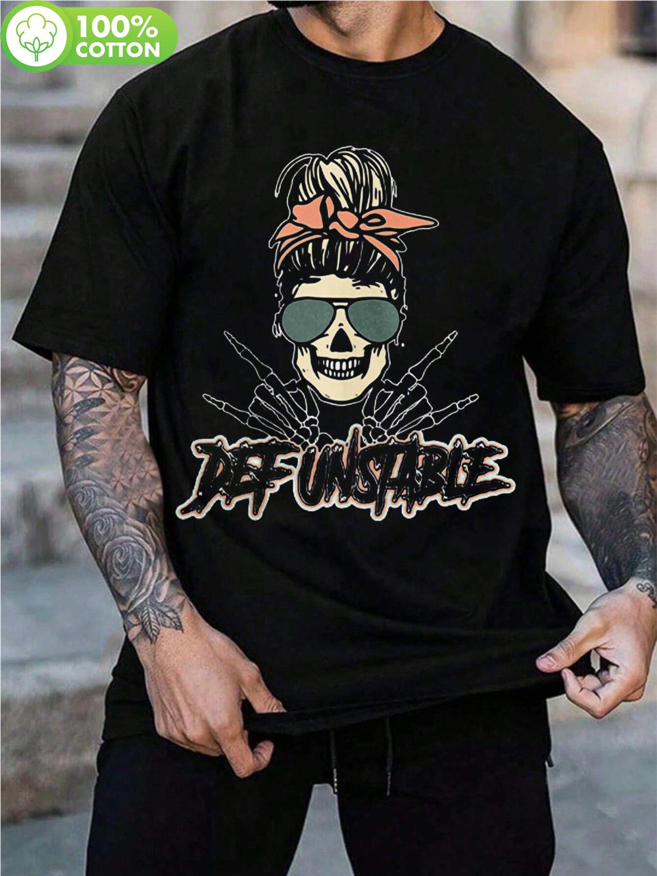 Skull & Fashion Glasses Graphic Cotton T-shirt - Soft Breathable 100% Cotton XXXL