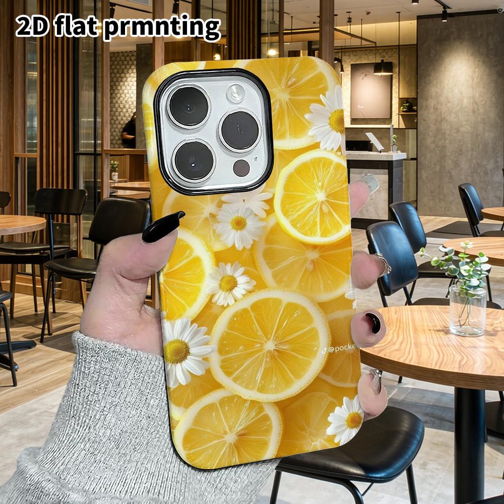 Phone Case: 2D Flat Suitable for iPhone 18 17 16 15 14 13Pro Film Protection Case, Couple Style, Lemon Daisy, Christmas and Halloween Gifts