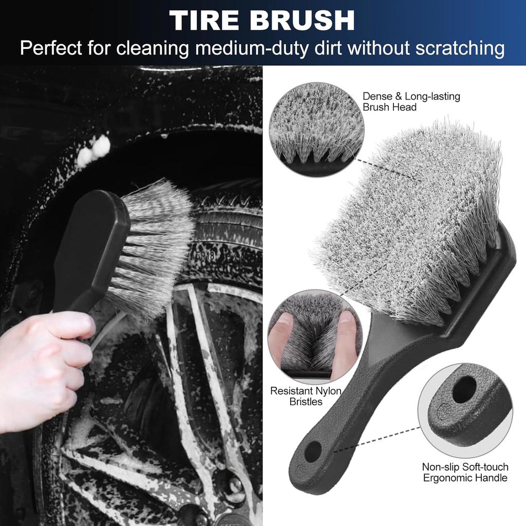 Car Wheel & Tire Brush Set, Wheel Cleaner Brush, Soft & Stiff Bristle Cleaning Brush, Wheel Brushes For Cleaning Wheels, Rim Brush For Car Body