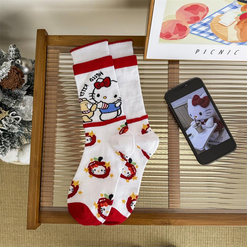 

Spring Socks Cartoon Cat Women S Medium Tube Socks Sweet And Cute Contrasting Cotton Women S Socks One size fits all