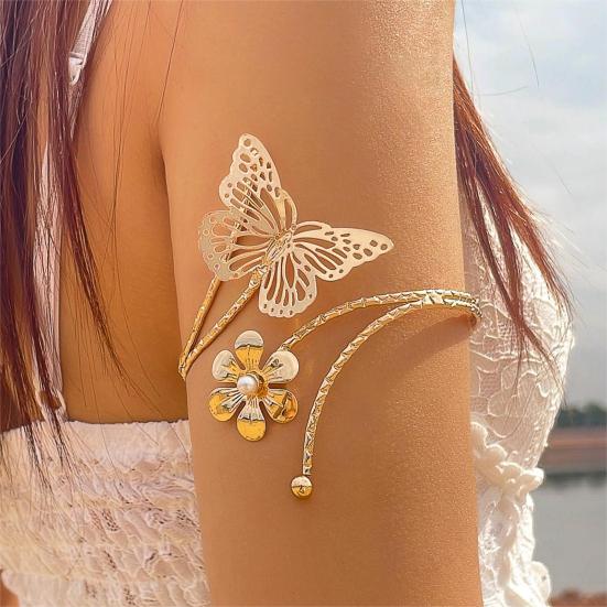 Arm Bracelet Punk Style Starfish Conch Flower Decor Opening Adjustable Arm Bangle Jewelry Accessories