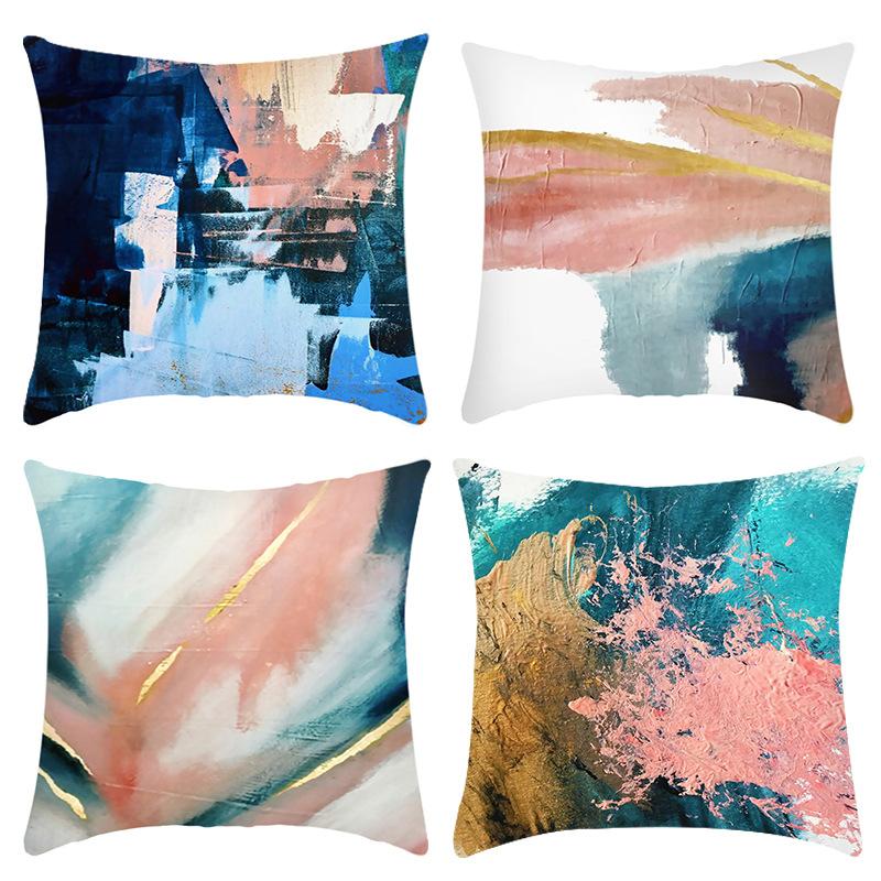 New Artistic Abstract Gouache Printed Letter Print Pillow Case Home Sofa Cushion Cover