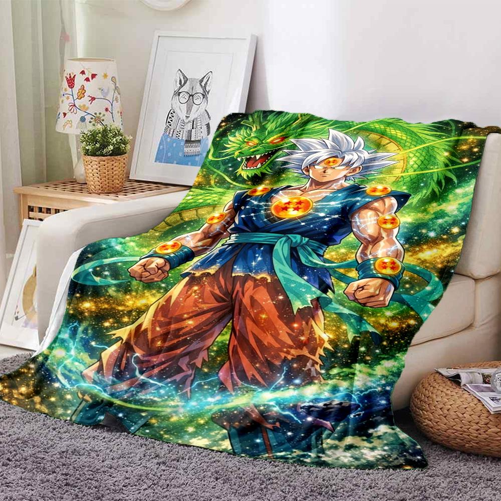 Goku Anime Print Flannel Blanket High Quality Warm Comfortable Cover for All Seasons Perfect for Gifts Home Decor