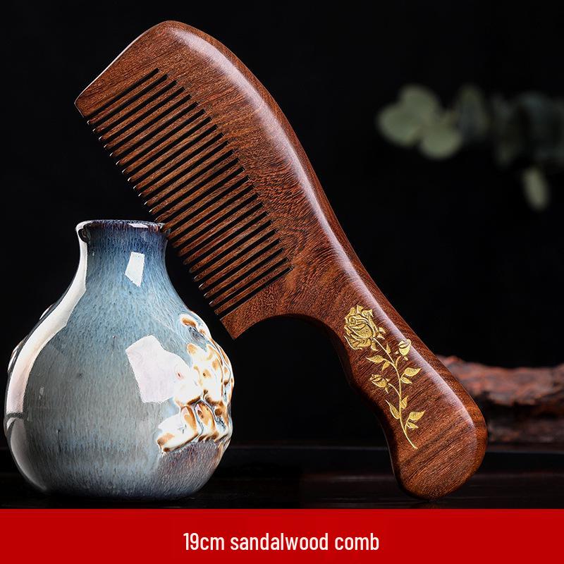 Natural Anti-Static Peach Wood Comb for Men & Women’s Long Hair with Buffalo Horn