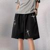 Men's Summer American-Style Embroidered Ice Silk Casual Shorts — Trendy and Cool Mid-Length Design