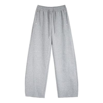 Gray Sweatpants for Women In Autumn and Winter Plus Velvet New Slim Drawstring Sweatpants Straight Wide-leg Casual Pants