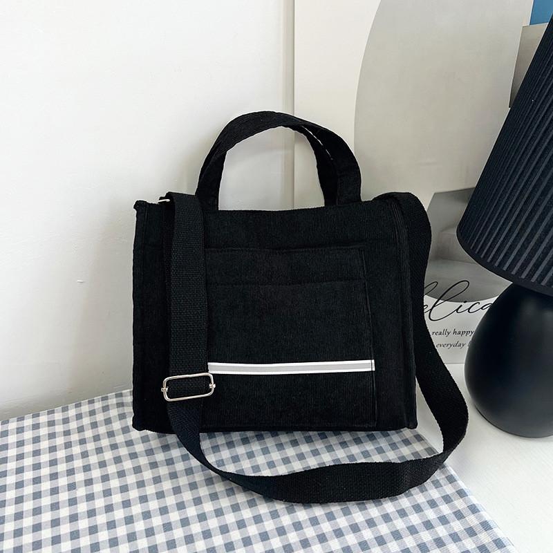 Trendy Corduroy Tote Bag For Women Stylish Large Capacity Shoulder Handbag