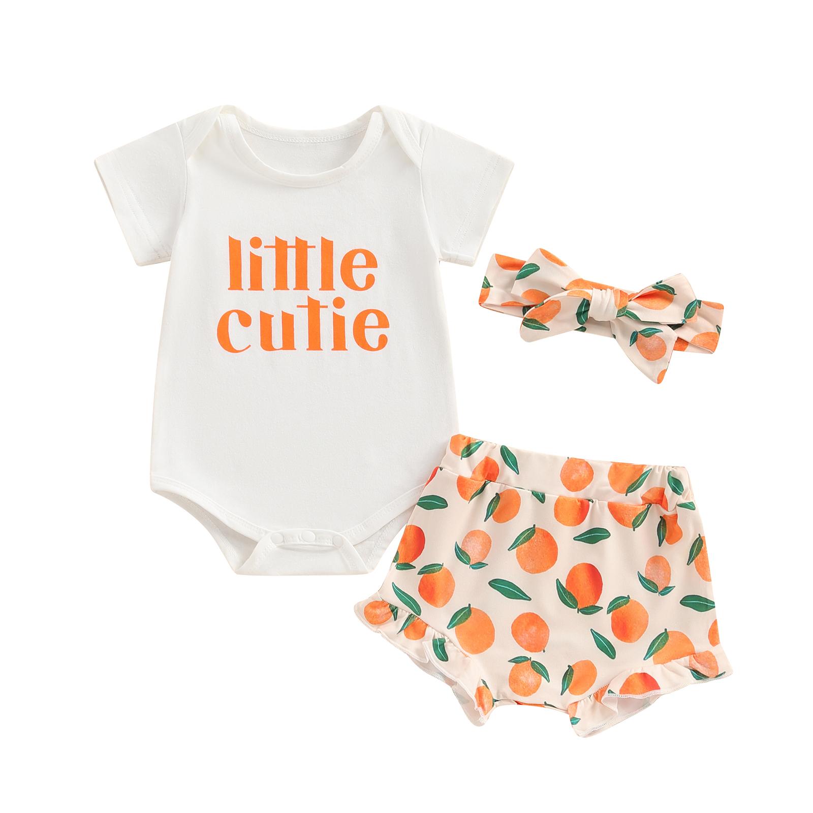 

Летний комплект из 3 предметов для девочки, комбинезон с короткими рукавами и оборками, шорты с повязкой на голову, одежда для малышей 12-18 Months белый