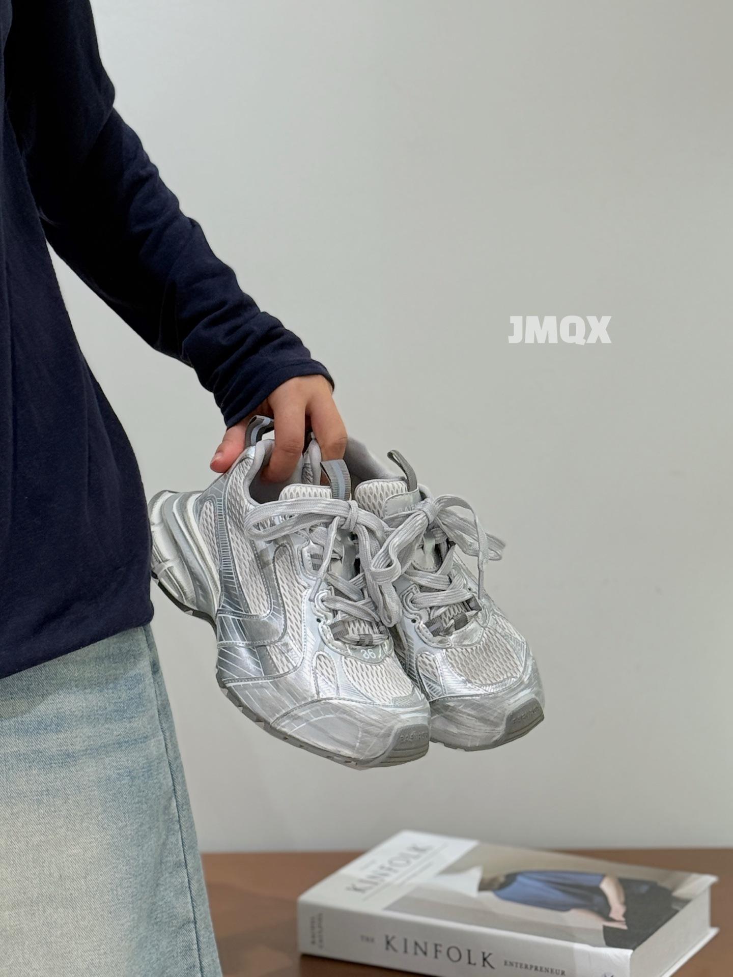 

2025 Модный жареный уличный стиль~ Кожаные ретро старые кроссовки на платформе, женские легкие дышащие сетчатые спортивные и повседневные туфли 39 серебряный