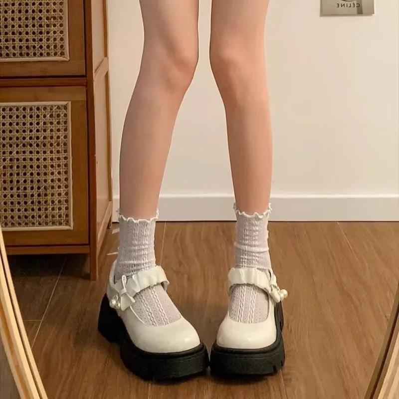 Fashion 2025Waterproof Platform  Jane Single Shoes Summer New Round Head Shallow Bow Anti-slip Wear-resistant High Heels