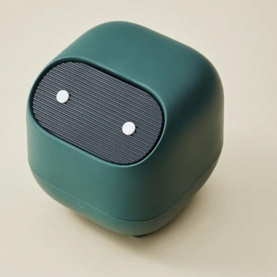 Desktop Trash Can with Folding Cover Press-Type Opening Mechanism Compact Size Cartoon Shape Trash Bin