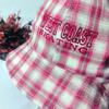 Spring and summer women's fashion double-sided bucket hat foldable sunshade basin hat casual plaid sunscreen strap