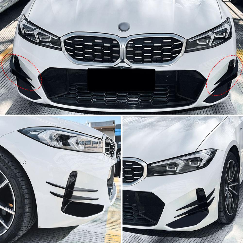 4Stk/Set Auto Frontstoßstange Nebelscheinwerfer Seitenfinnen Lippe Splitter Luftblende Passform Für BMW 3er G20/G21 LCI 2023+ M Sport