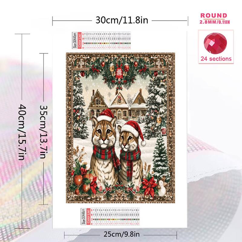 Christmas cougar Pattern 3pcs 100% Round Full Drill 5D DIY Diamond Painting Embroidery Cross Stitch Rhinestone Décor