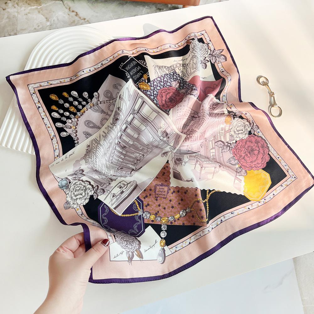 2024 New Pink Purple Simple Elegant Versatile Small Scarf Premium 100% Mulberry Silk Silk Scarf Women s Silk Scarf 53cm