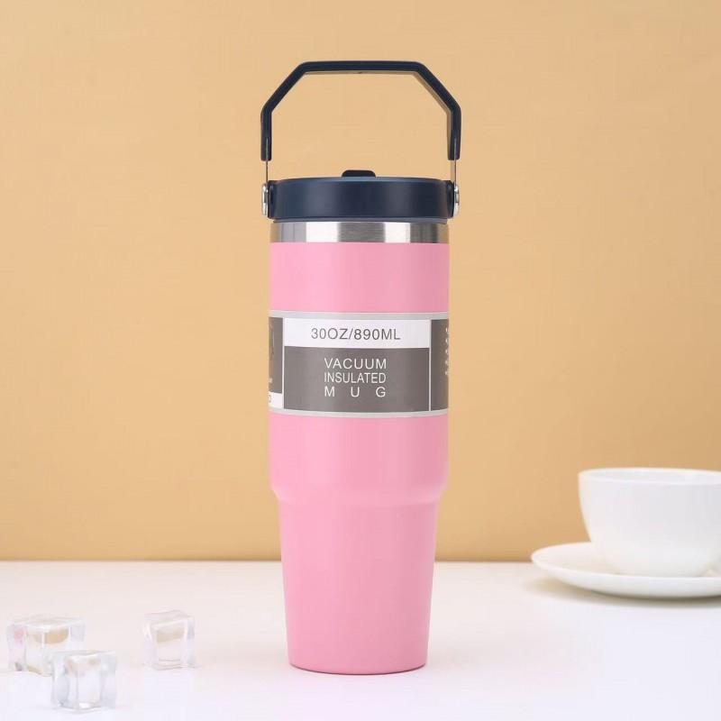 30 Oz Vacuum Insulated Stainless Steel Travel Mug With Handle Car Office Outdoor Use