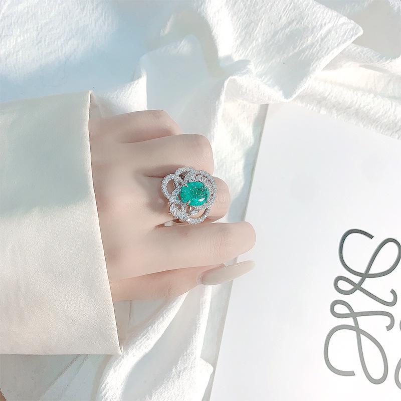 Emerald Gem Women s Ring: Trendy, Elegant, Versatile, Open Hollow Design Adjustable Open