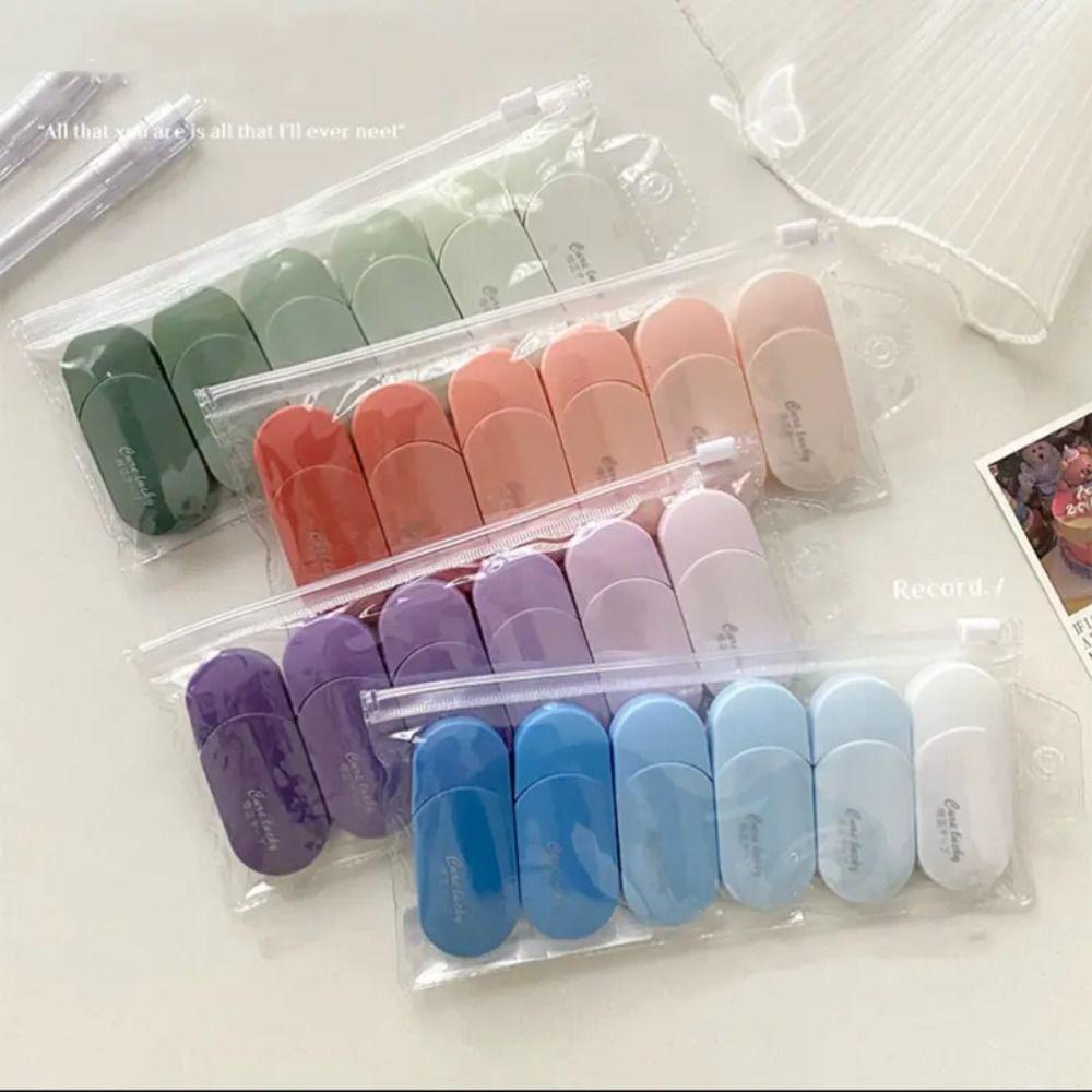 6Pcs/set Gradient White Out Tape Silent Student Alteration Tape Portable Correction Tape