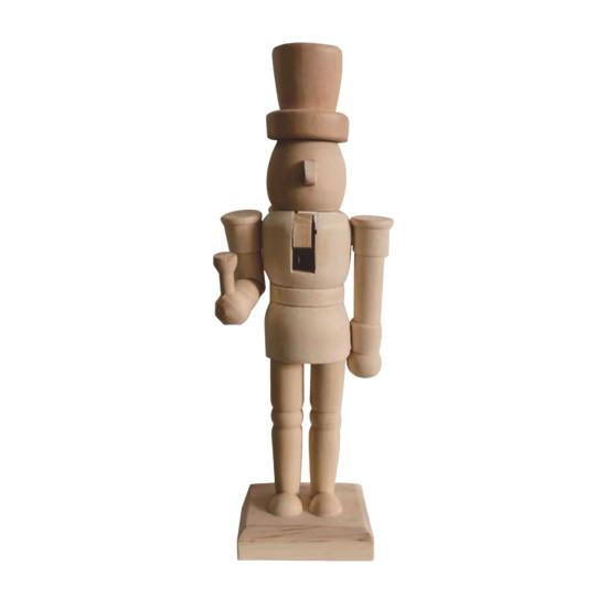 18CM Noël Bois Non Fini Figurine Casse-Noisette Bricolage Vierge Non Peint Figurine de Soldat Ornement Décoration Fête de Vacances