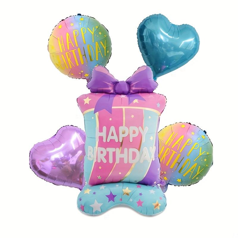 5pcs Standing Birthday Gift Box Balloon Set Star-Shaped Gradient Letter Balloons Birthday Party Decoration Photography Props
