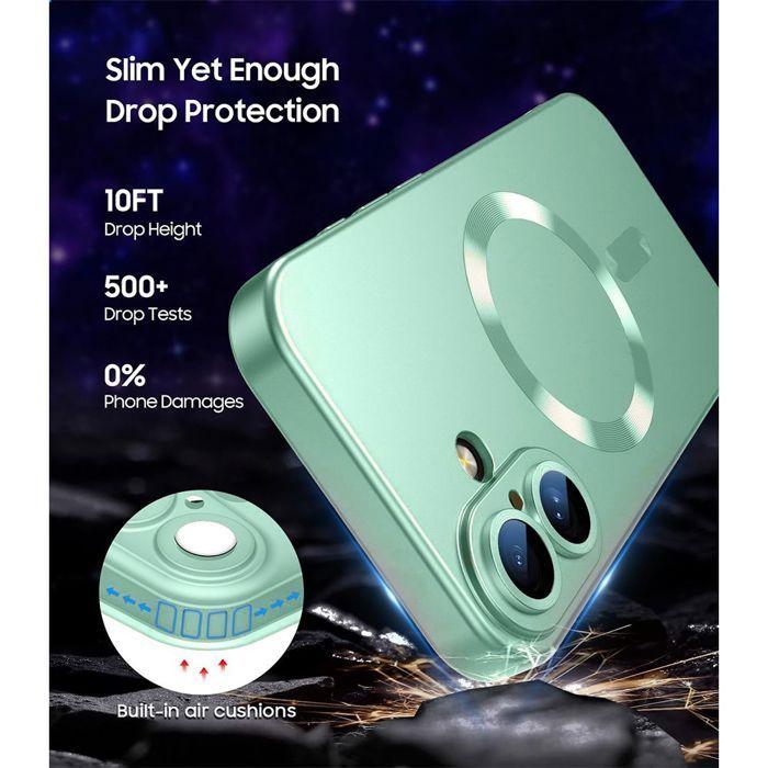 Coque de Protection - E.F.Connection - iPhone Air - Silicone Souple avec Anneau Mangétique Vert